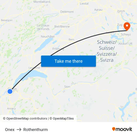 Onex to Rothenthurm map