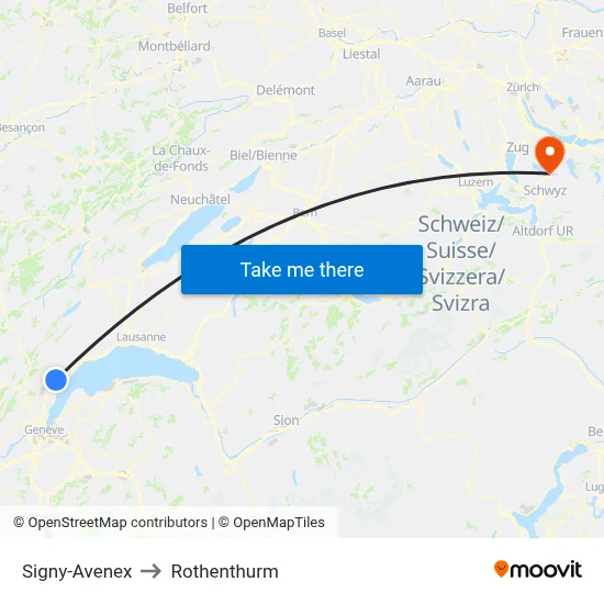 Signy-Avenex to Rothenthurm map