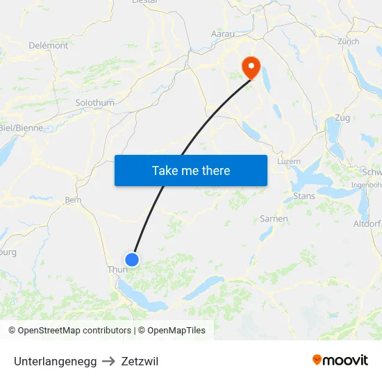 Unterlangenegg to Zetzwil map