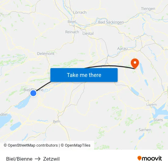 Biel/Bienne to Zetzwil map