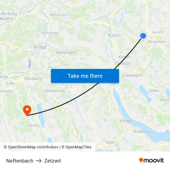 Neftenbach to Zetzwil map