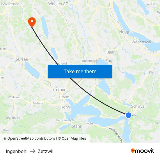 Ingenbohl to Zetzwil map