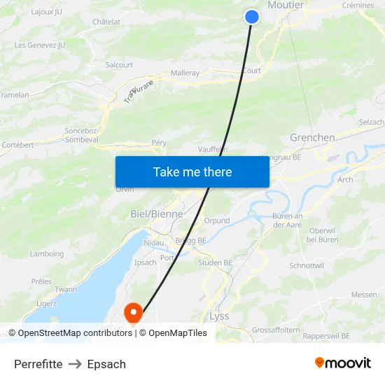 Perrefitte to Epsach map