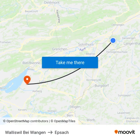 Walliswil Bei Wangen to Epsach map