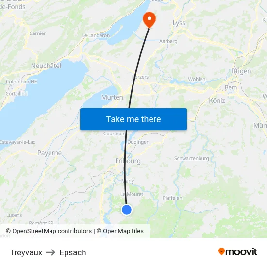 Treyvaux to Epsach map