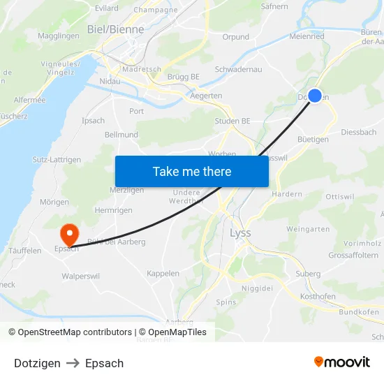 Dotzigen to Epsach map