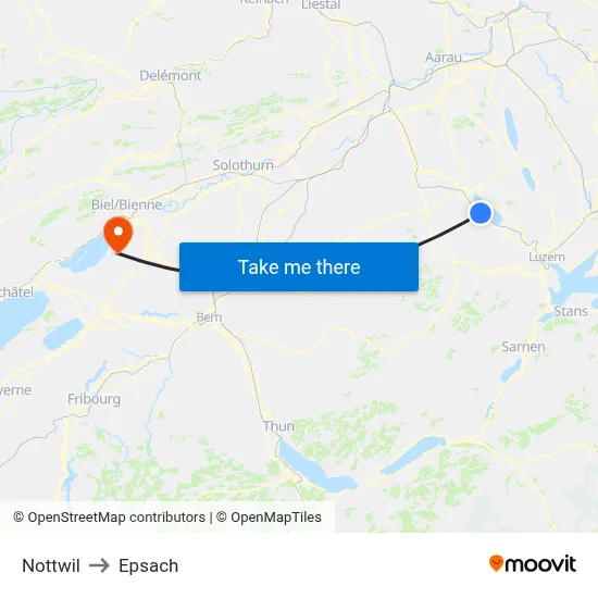 Nottwil to Epsach map