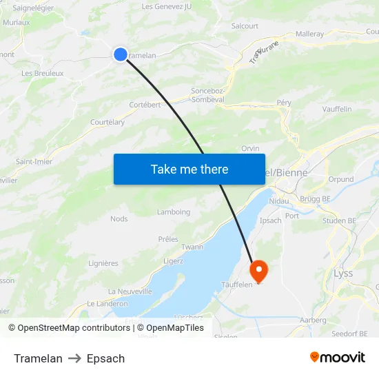 Tramelan to Epsach map