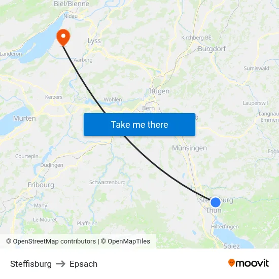 Steffisburg to Epsach map