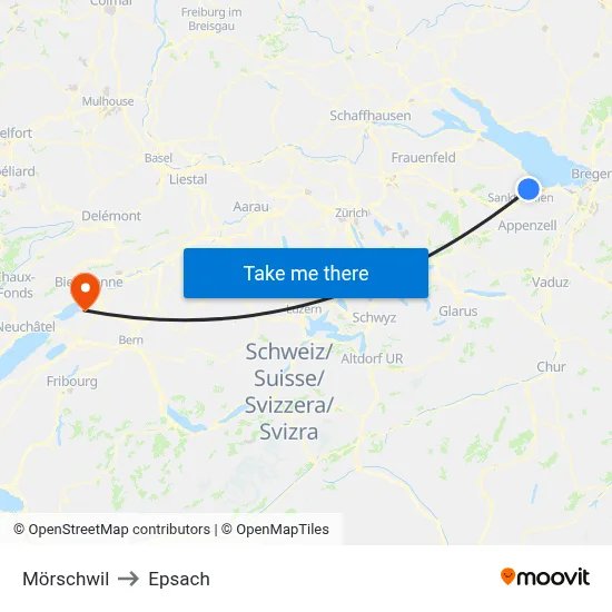 Mörschwil to Epsach map