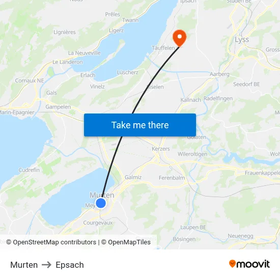 Murten to Epsach map