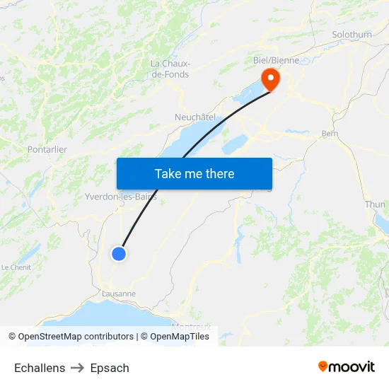Echallens to Epsach map