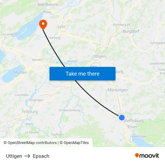 Uttigen to Epsach map