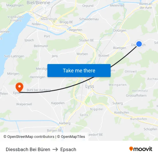 Diessbach Bei Büren to Epsach map