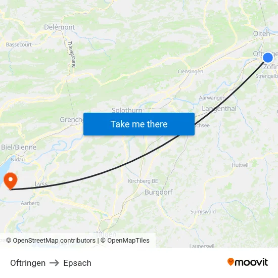 Oftringen to Epsach map
