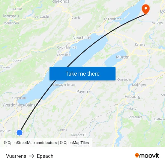 Vuarrens to Epsach map