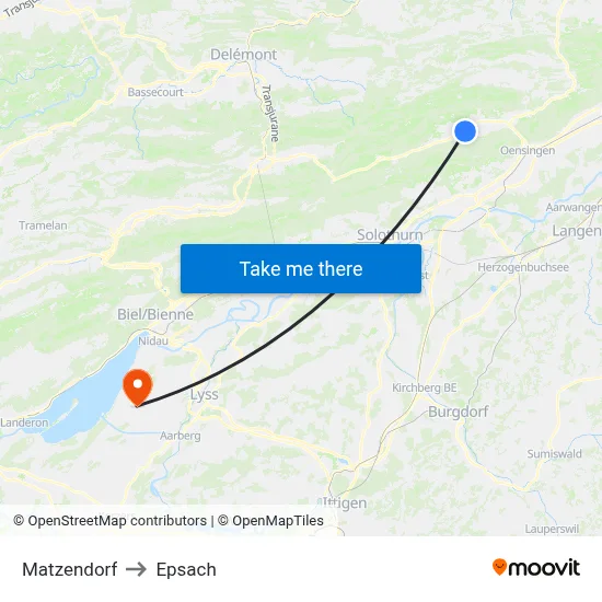 Matzendorf to Epsach map