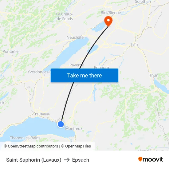 Saint-Saphorin (Lavaux) to Epsach map