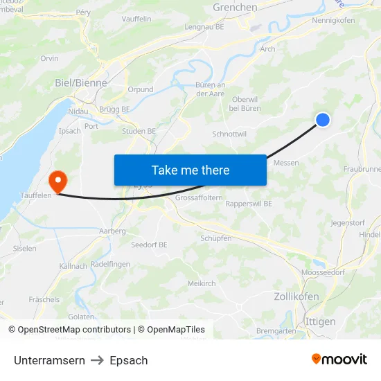 Unterramsern to Epsach map