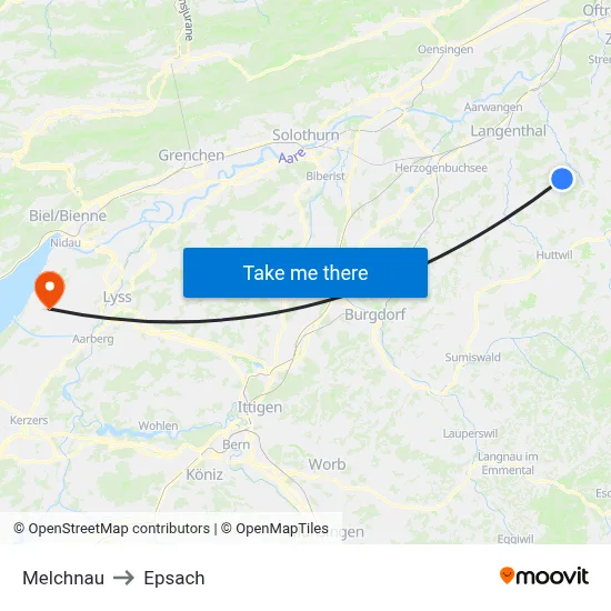 Melchnau to Epsach map