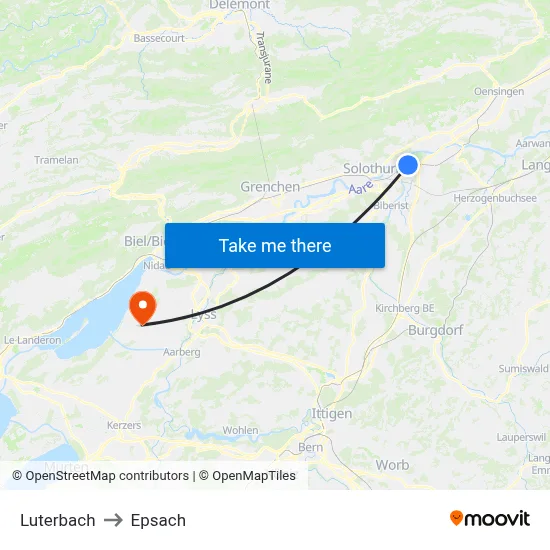 Luterbach to Epsach map