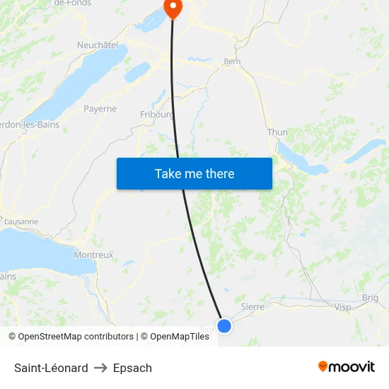 Saint-Léonard to Epsach map