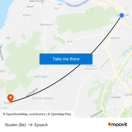 Studen (Be) to Epsach map