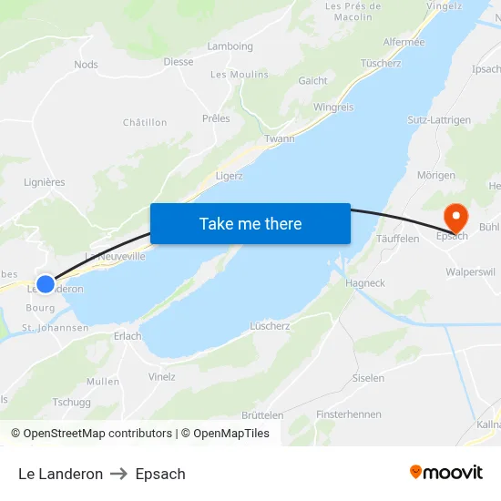 Le Landeron to Epsach map