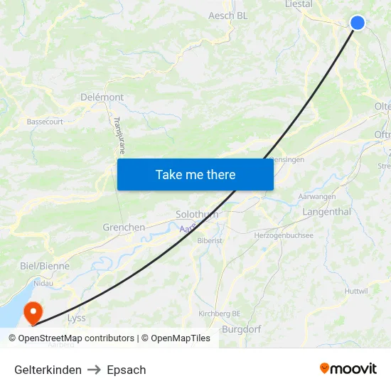 Gelterkinden to Epsach map