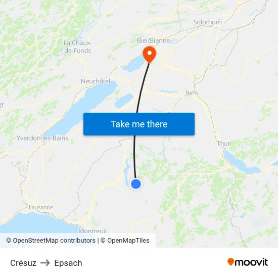 Crésuz to Epsach map