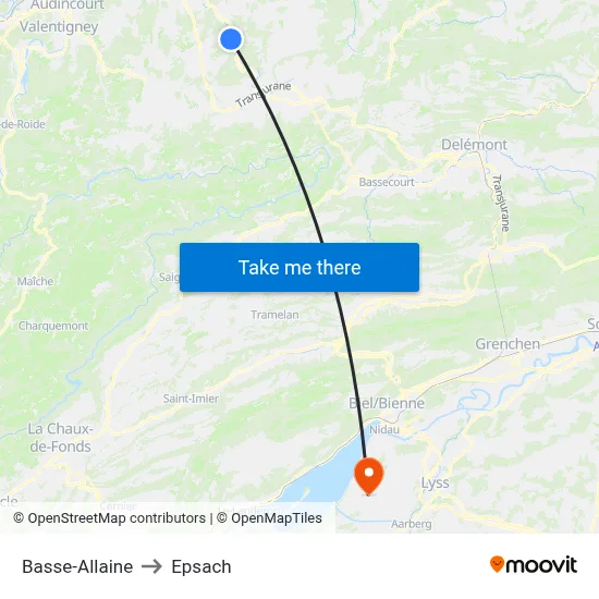 Basse-Allaine to Epsach map