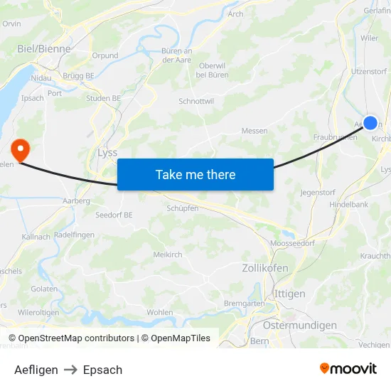 Aefligen to Epsach map