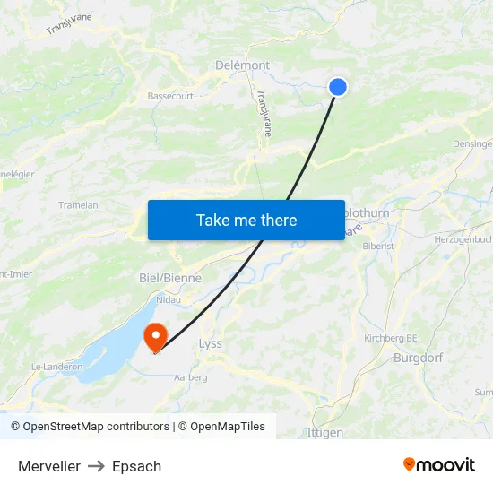 Mervelier to Epsach map
