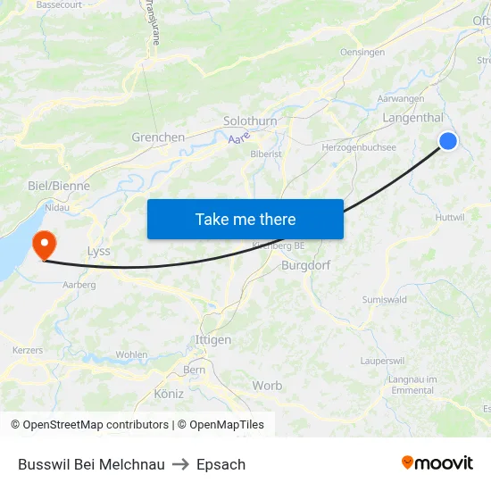 Busswil Bei Melchnau to Epsach map