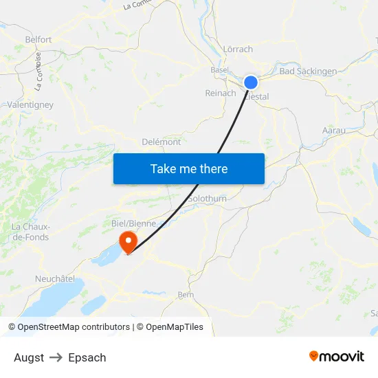 Augst to Epsach map