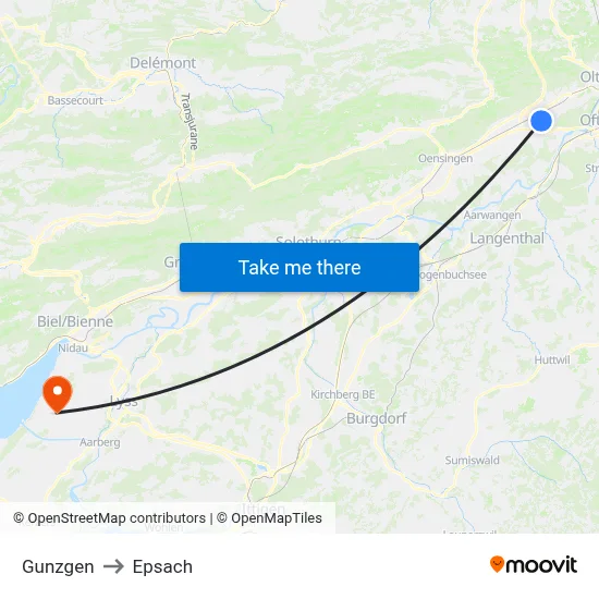 Gunzgen to Epsach map
