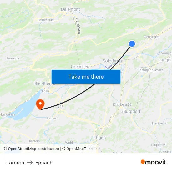 Farnern to Epsach map