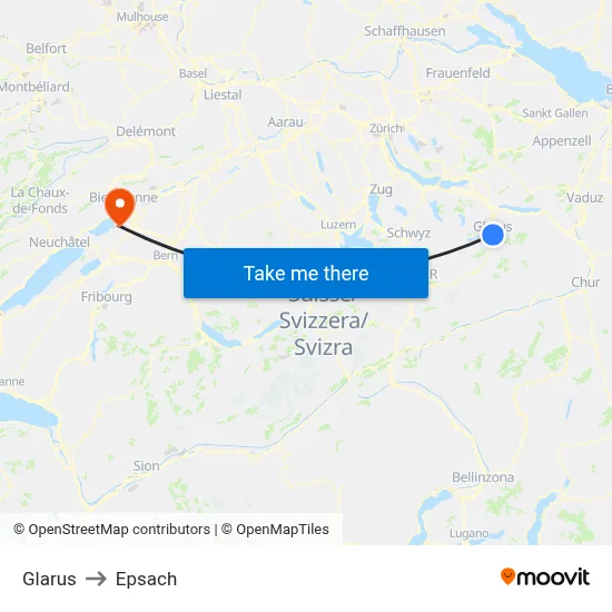 Glarus to Epsach map