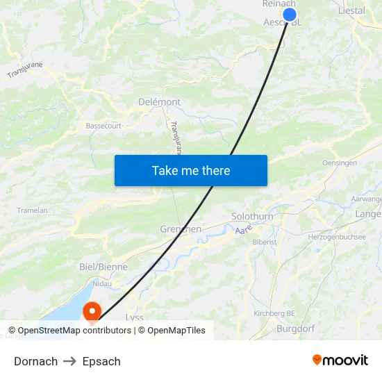 Dornach to Epsach map