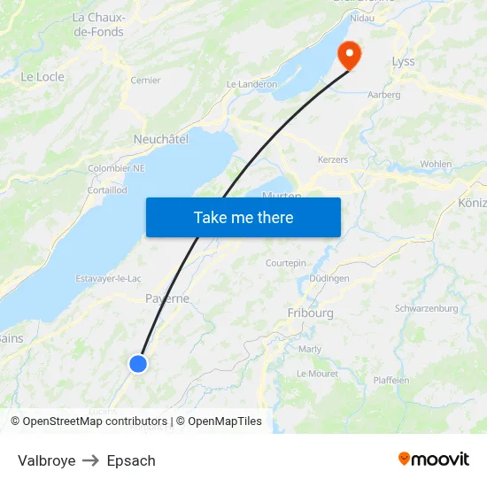 Valbroye to Epsach map