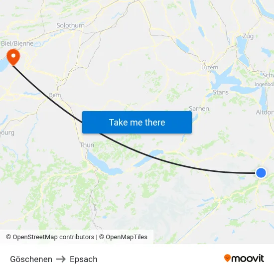 Göschenen to Epsach map
