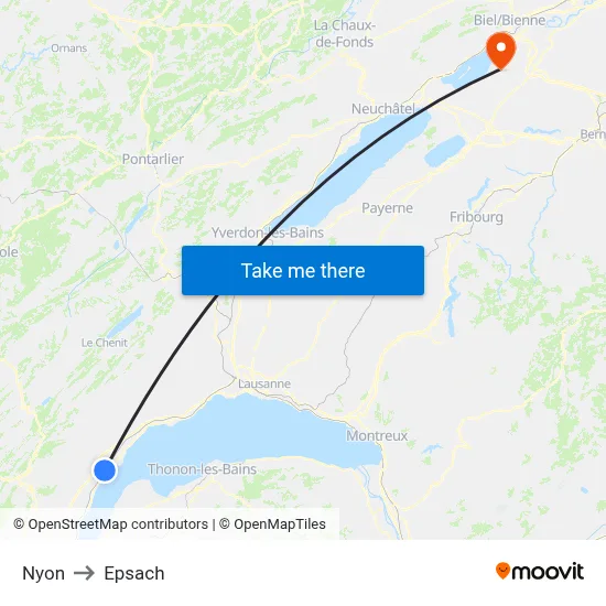 Nyon to Epsach map