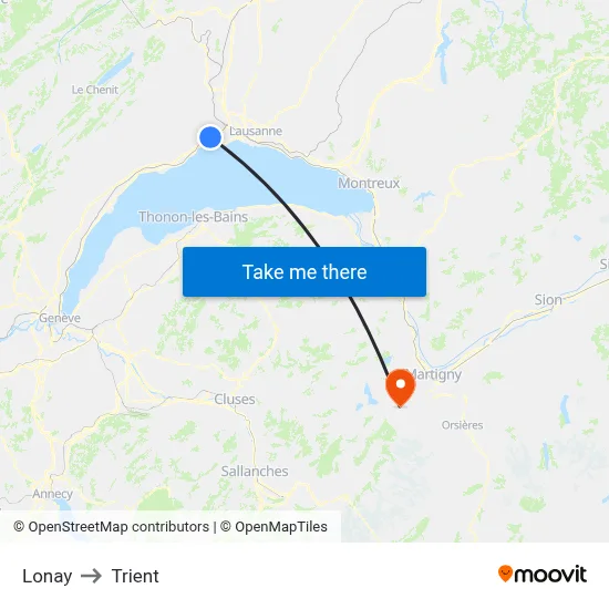 Lonay to Trient map