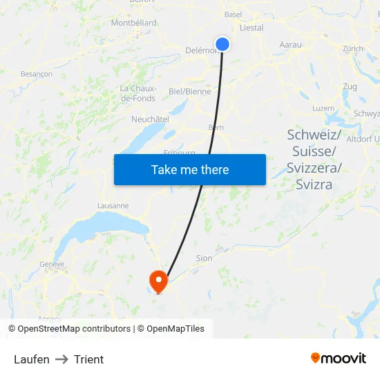 Laufen to Trient map