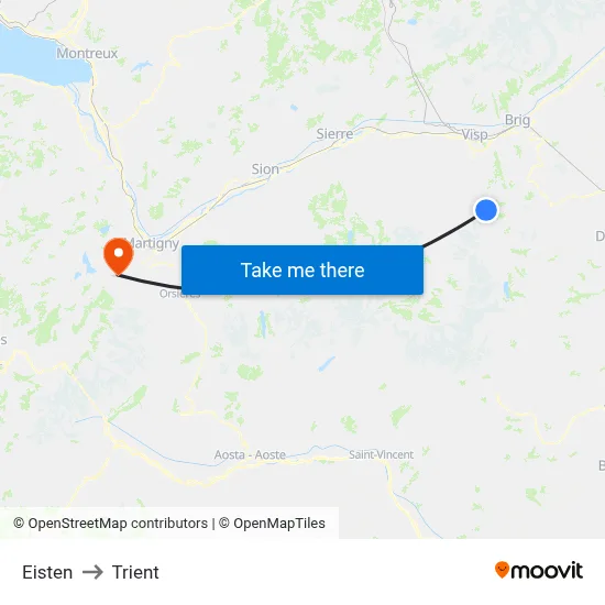 Eisten to Trient map