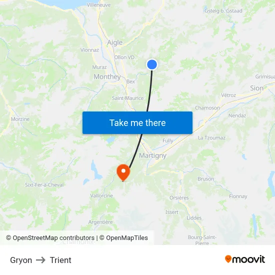 Gryon to Trient map