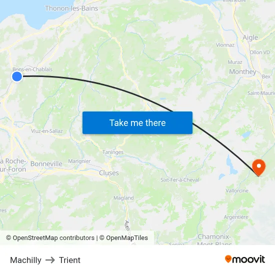 Machilly to Trient map
