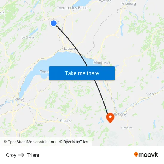 Croy to Trient map