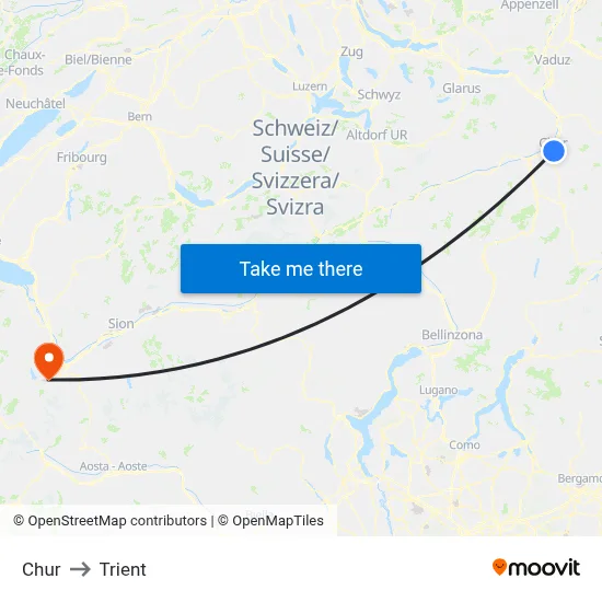 Chur to Trient map