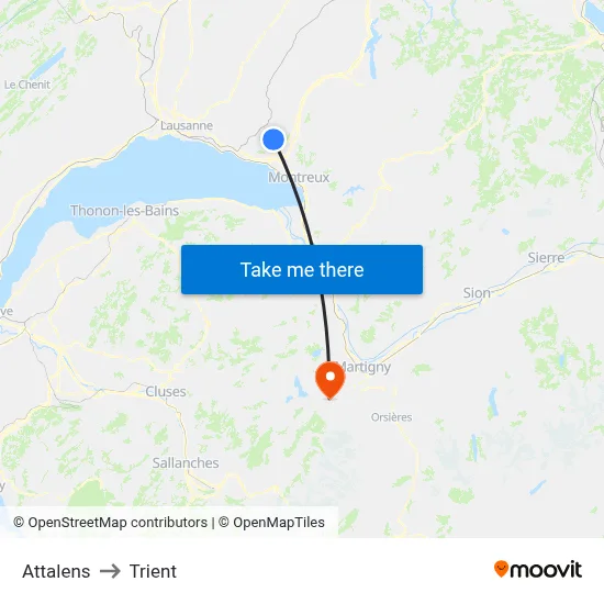 Attalens to Trient map